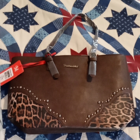 Montana West Handbags - Montana West Brown Tote with Leopard Print